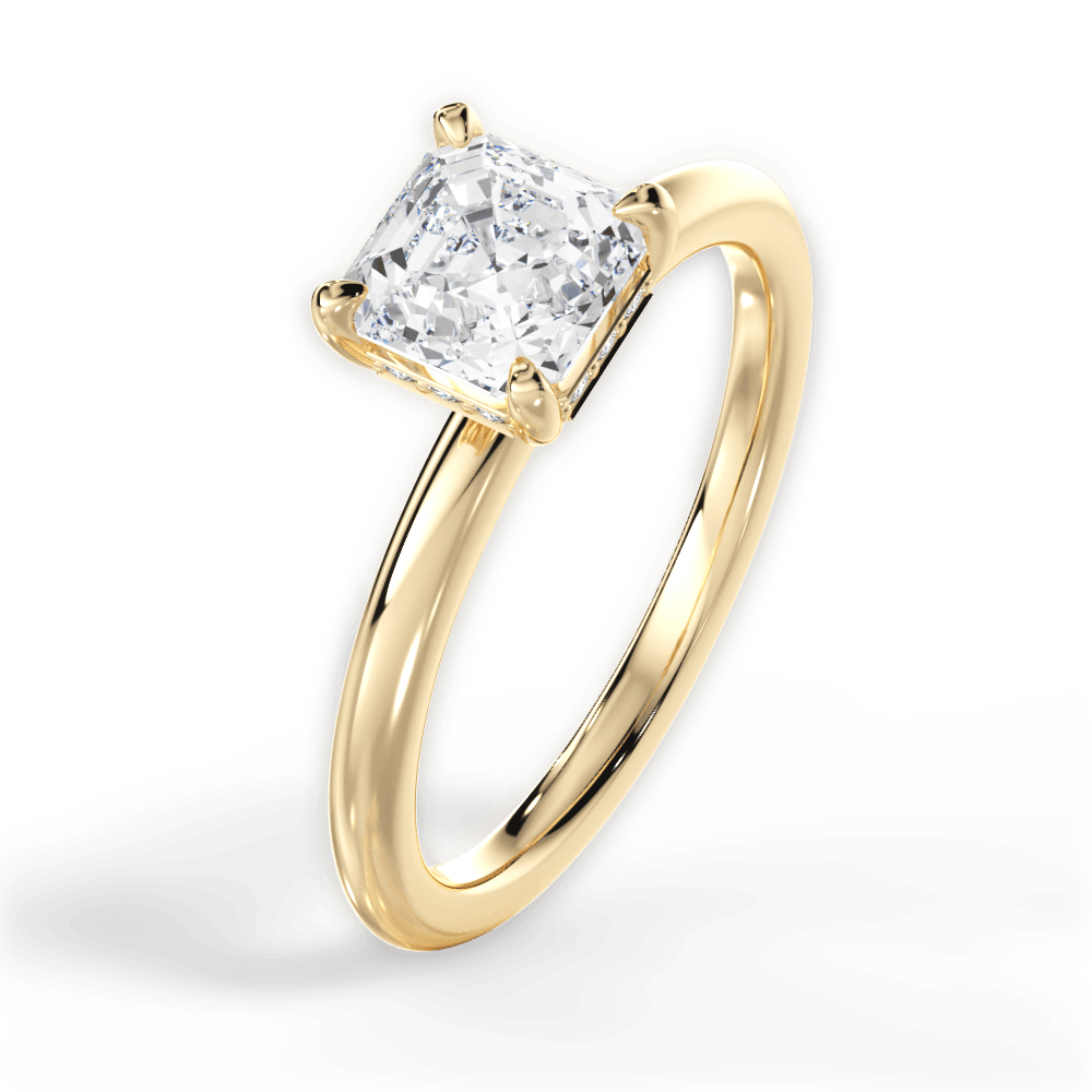 Brenda Asscher Cut Lab Grown Diamond 18Kt Yellow Gold Engagement Ring - View 4