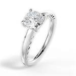 Annette Cushion Cut Lab Grown Diamond 14Kt White Gold Engagement Ring - View 2