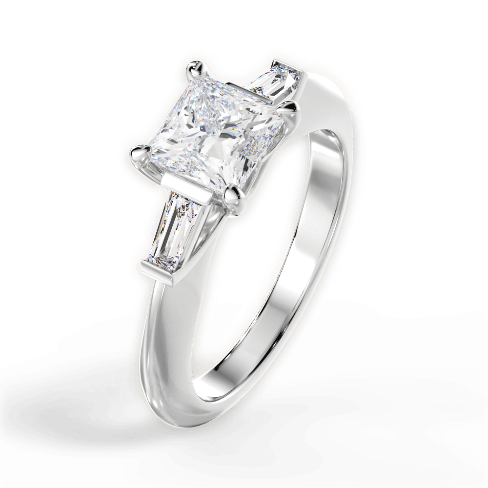 Emily Princess Cut Lab Grown Diamond 14Kt White Gold Engagement Ring - View 2