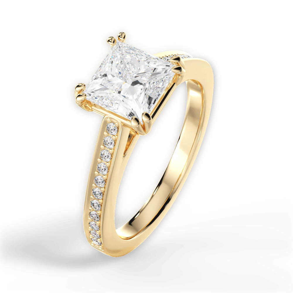 Denise Princess Cut Lab Grown Diamond 18Kt Yellow Gold Engagement Ring - View 4
