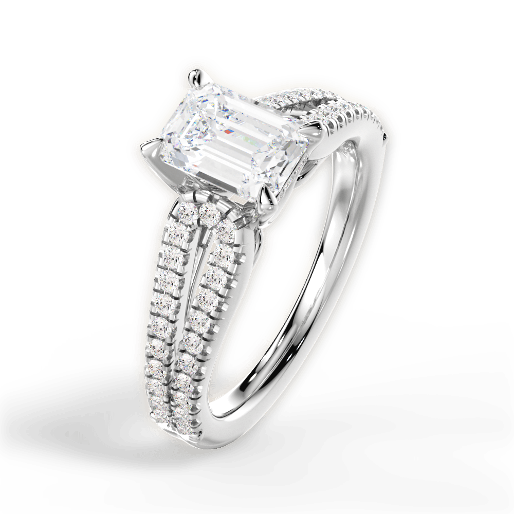Jessica Emerald Cut Lab Grown Diamond Platinum Engagement Ring - View 2