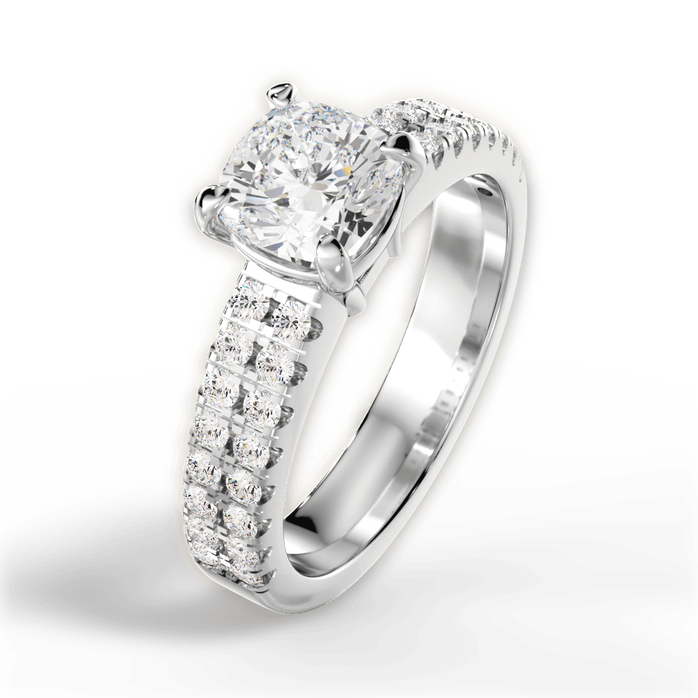 Kayla Cushion Cut Lab Grown Diamond Platinum Engagement Ring - View 3