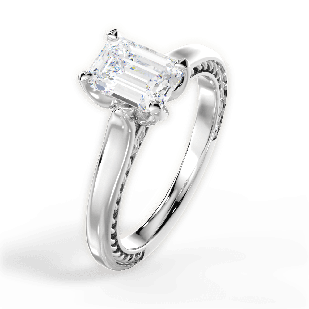 Carrie Emerald Cut Lab Grown Diamond Platinum Engagement Ring - View 3