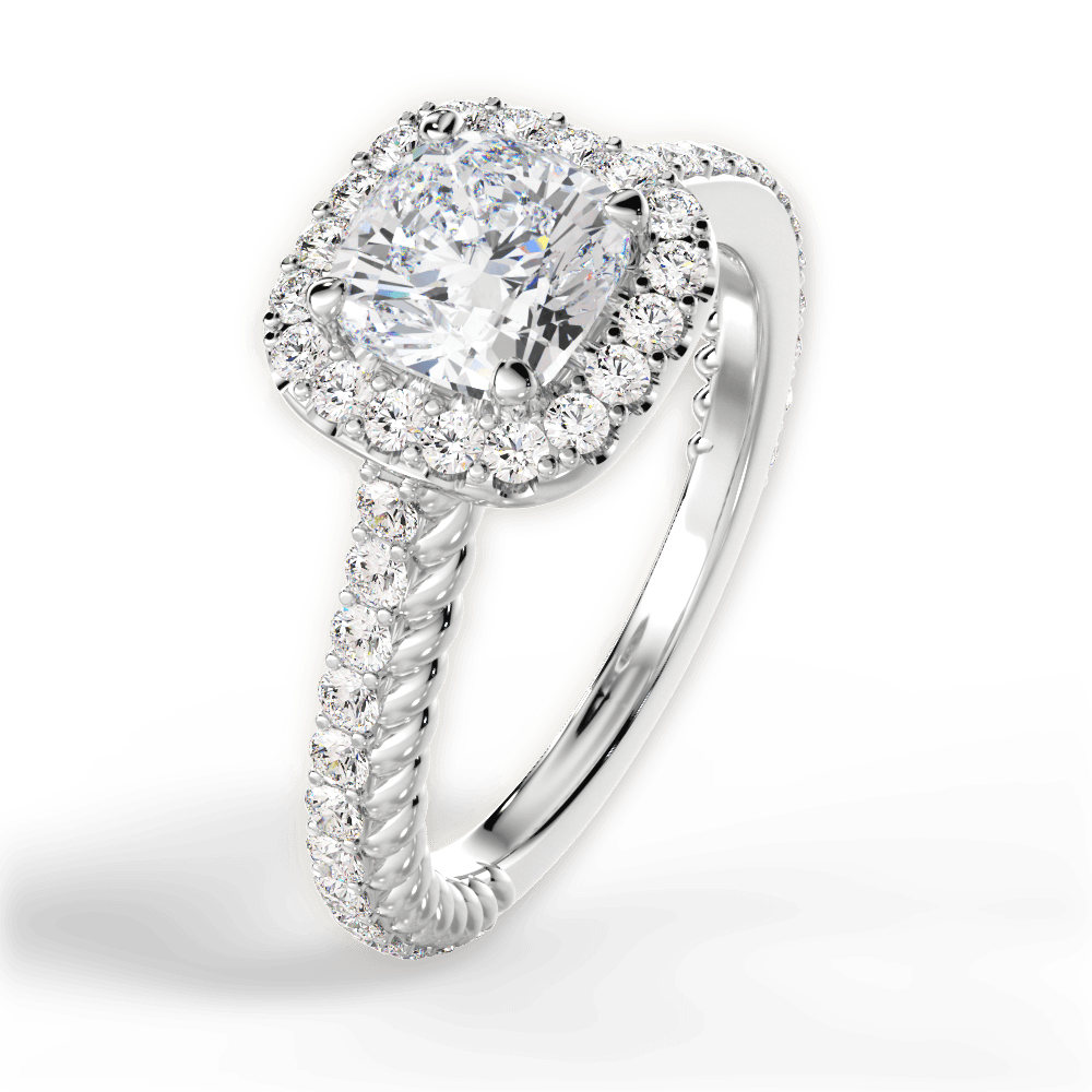 Kim Cushion Cut Lab Grown Diamond Platinum Engagement Ring - View 2