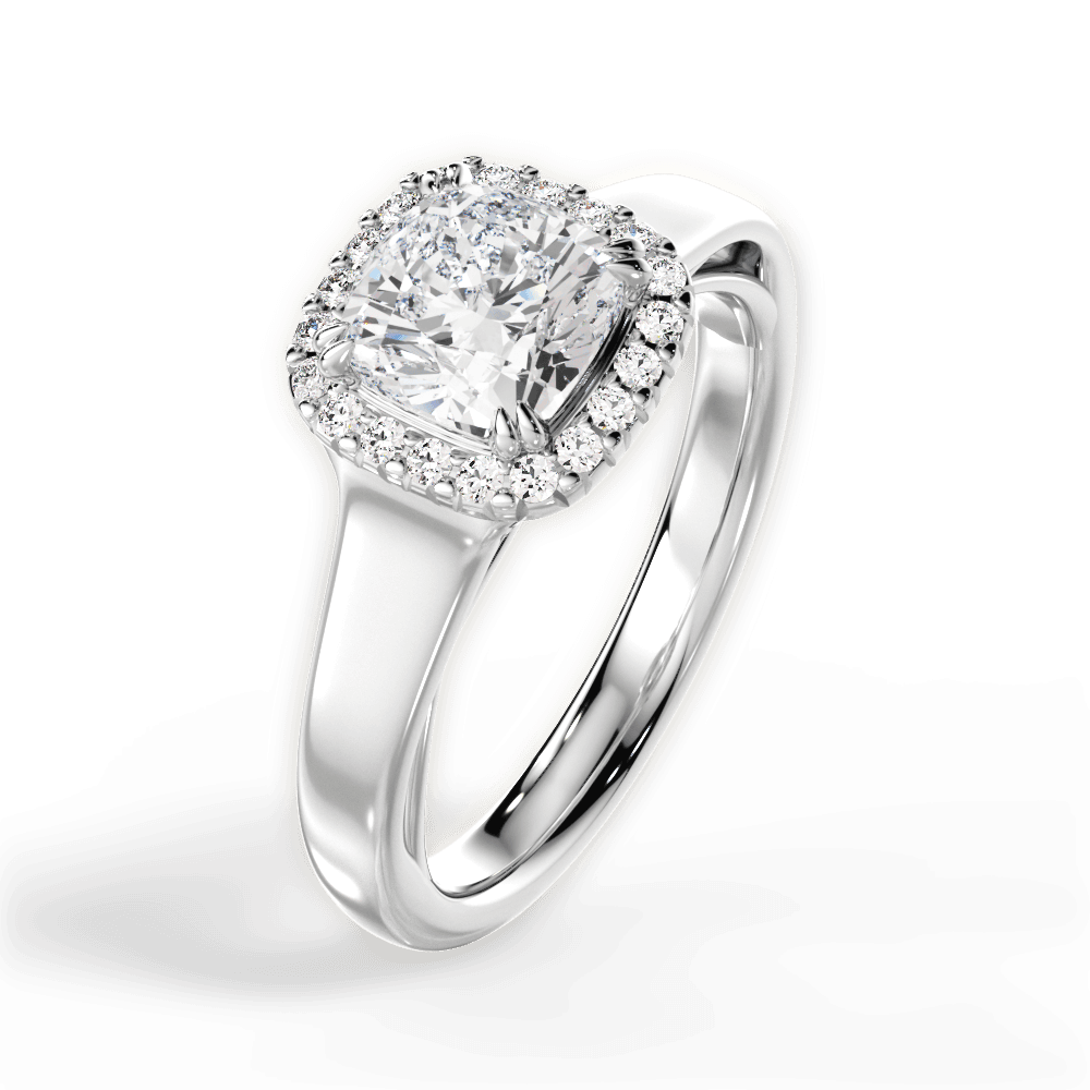 Jasmin Cushion Cut Lab Grown Diamond 18Kt White Gold Engagement Ring - View 3