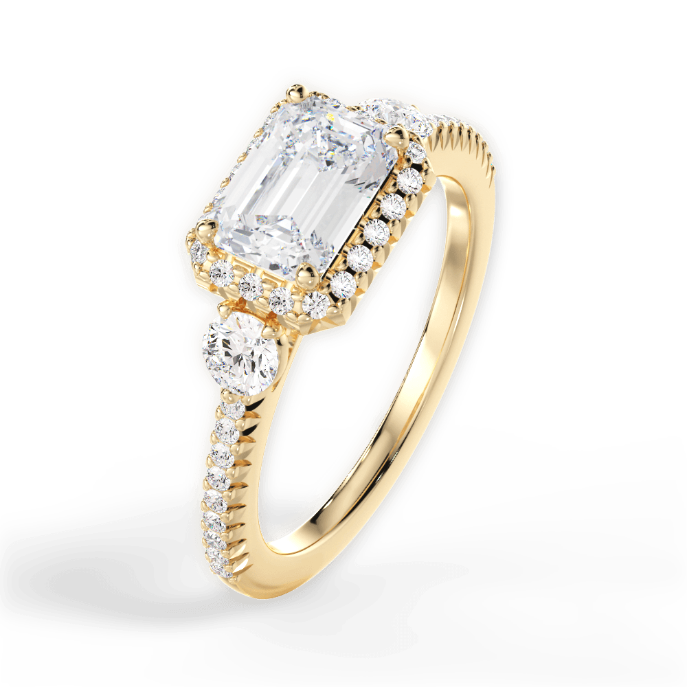 Kara Emerald Cut Lab Grown Diamond 18Kt Yellow Gold Engagement Ring - View 4