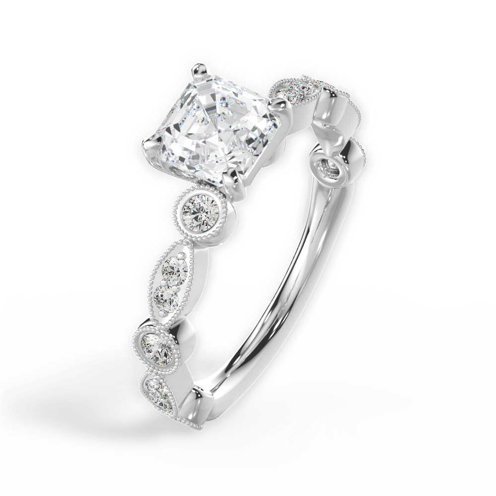 Edith Asscher Cut Lab Grown Diamond 14Kt White Gold Engagement Ring - View 4