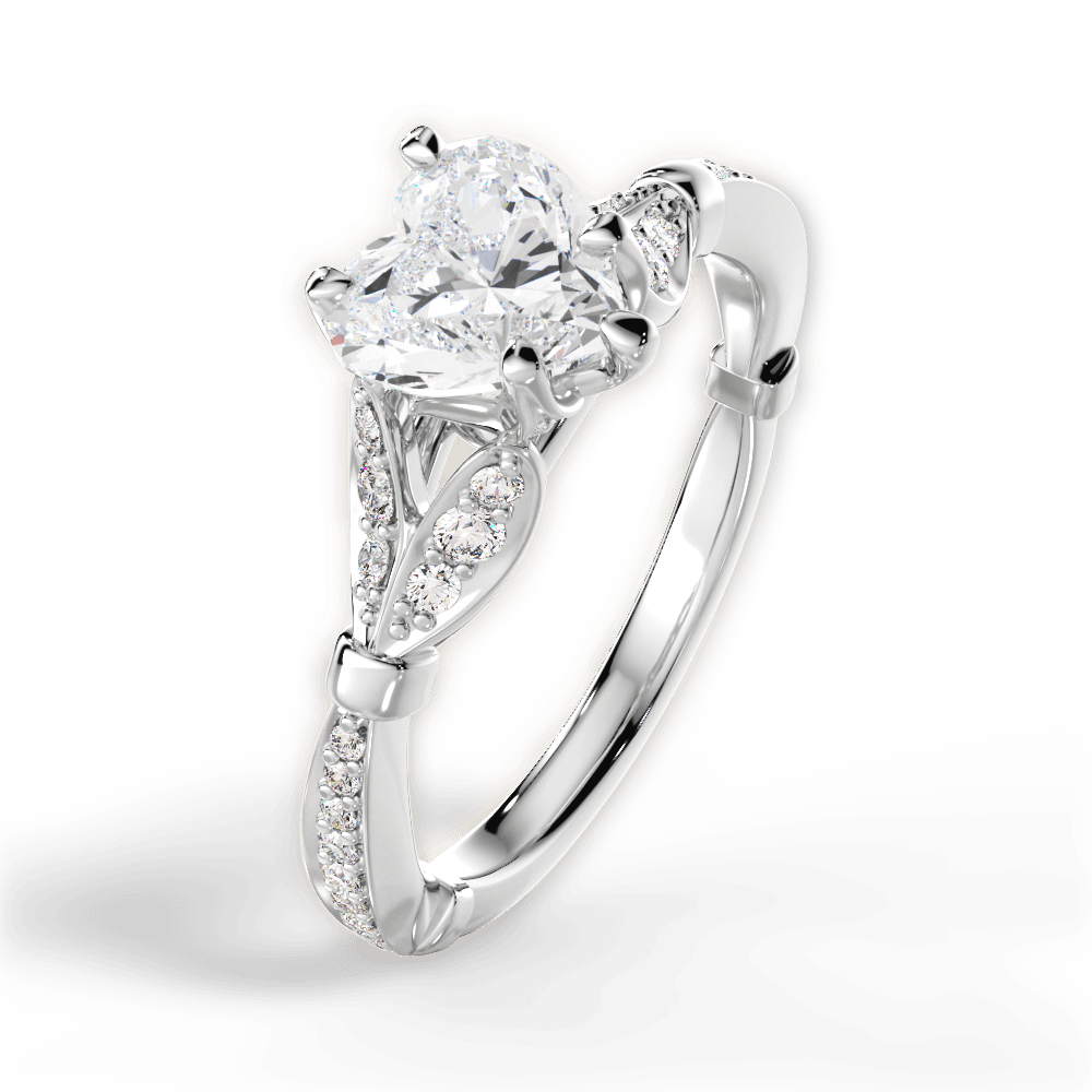 Geraldine Heart Cut Lab Grown Diamond 18Kt White Gold Engagement Ring - View 4