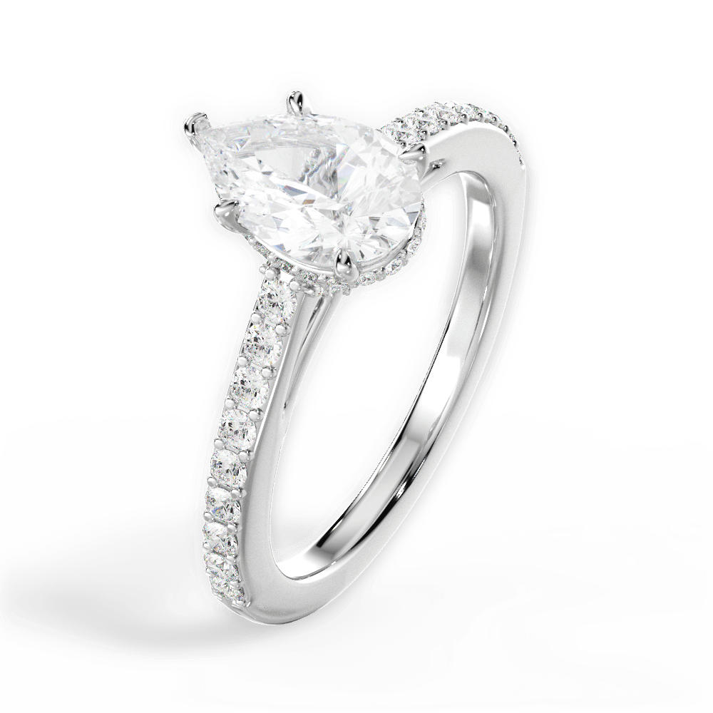 Joan Pear Cut Lab Grown Diamond 14Kt White Gold Engagement Ring - View 3