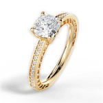 Donna Cushion Cut Lab Grown Diamond 18Kt Yellow Gold Engagement Ring - View 3