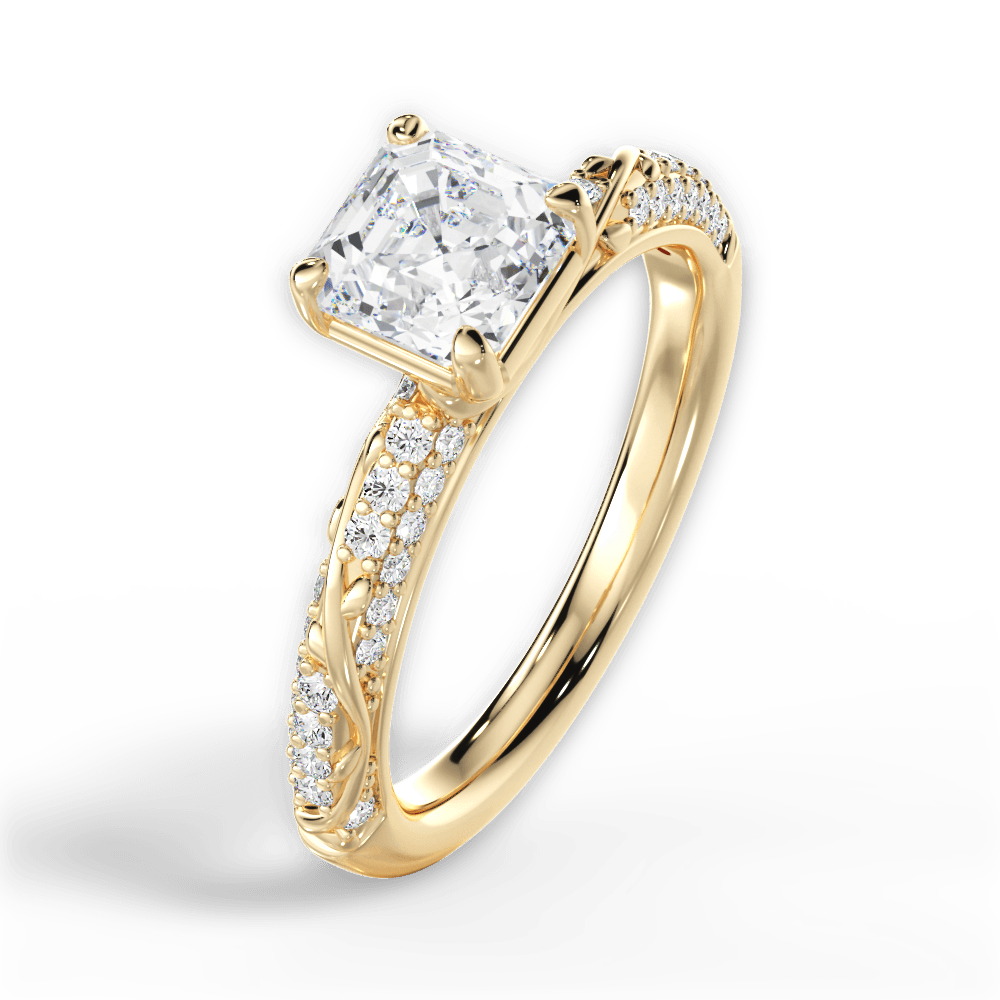 Gloria Asscher Cut Lab Grown Diamond 18Kt Yellow Gold Engagement Ring - View 4