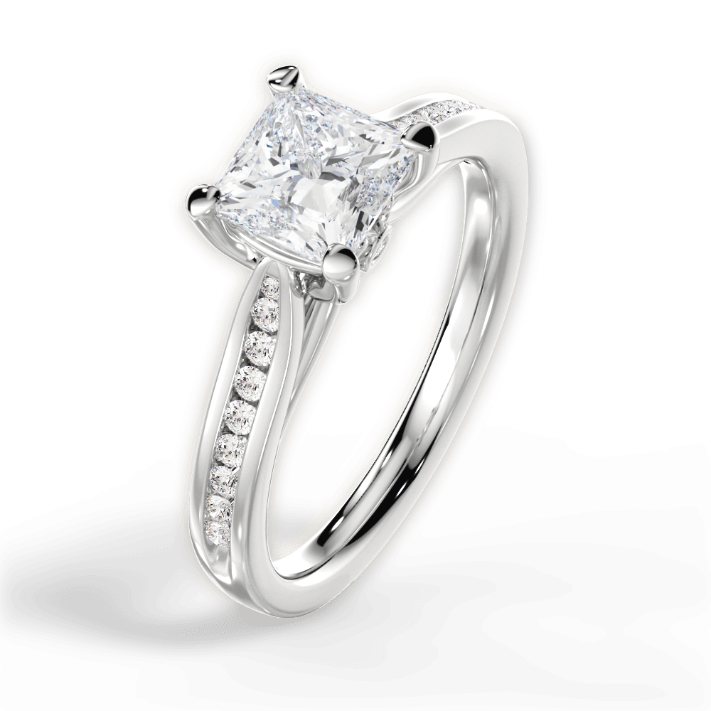 Elena Princess Cut Lab Grown Diamond Platinum Engagement Ring - View 2