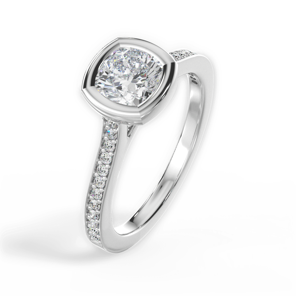 Deanna Cushion Cut Lab Grown Diamond 14Kt White Gold Engagement Ring - View 3