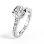 Deanna Cushion Cut Lab Grown Diamond Platinum Engagement Ring - View 3