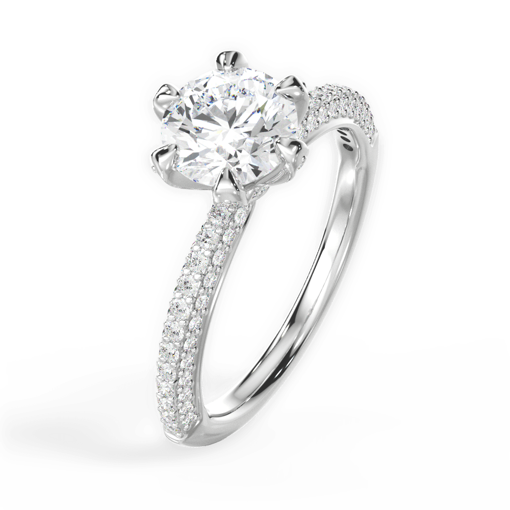 Linda Round Cut Lab Grown Diamond 14Kt White Gold Engagement Ring - View 2
