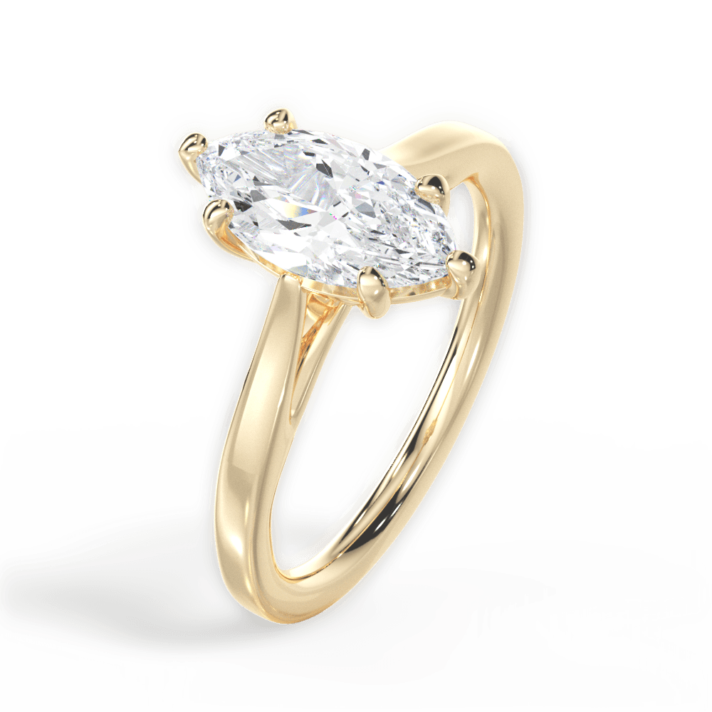 Angie Marquise Cut Lab Grown Diamond 18Kt Yellow Gold Engagement Ring - View 4