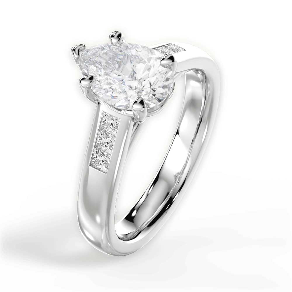 Brittany Pear Cut Lab Grown Diamond Platinum Engagement Ring - View 4