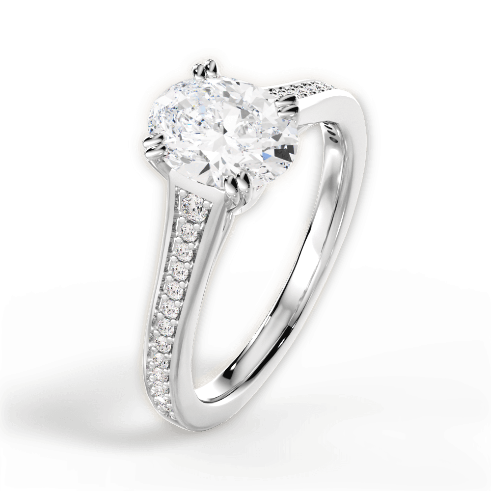 Delia Oval Cut Lab Grown Diamond 14Kt White Gold Engagement Ring - View 3