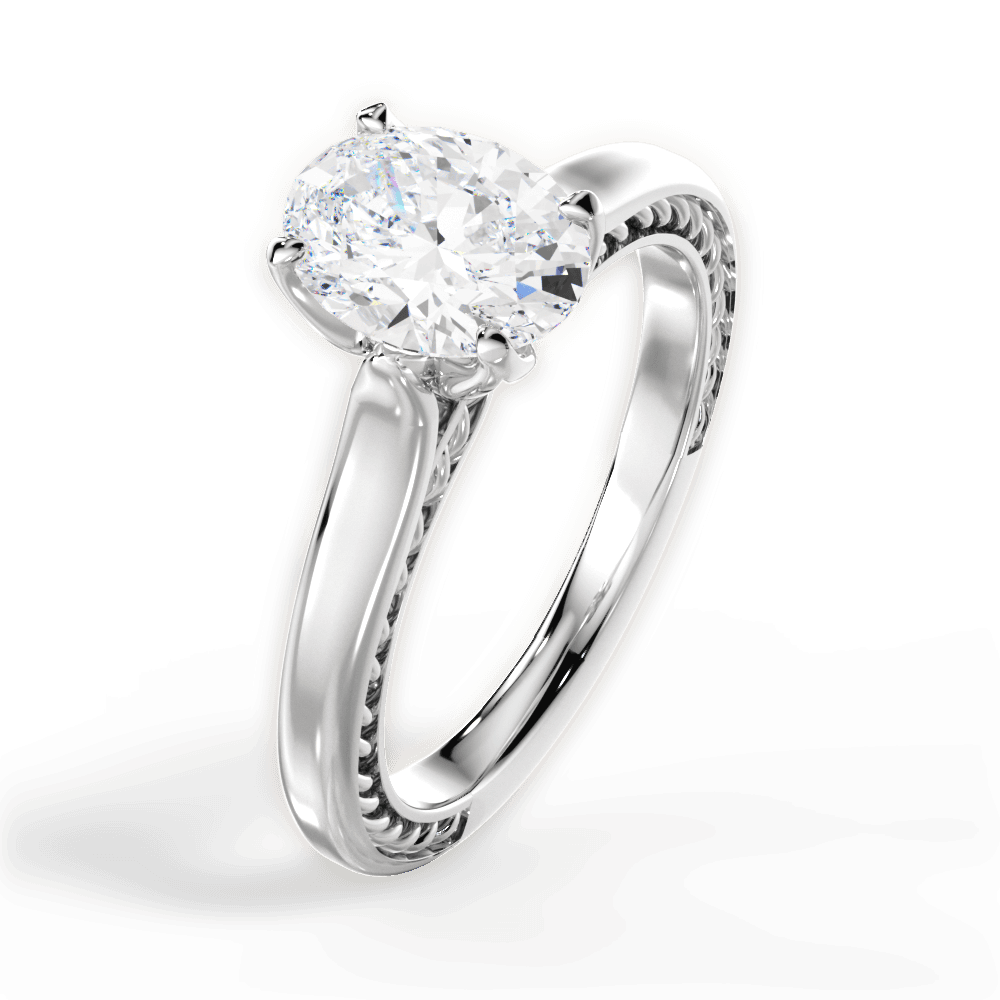 Carrie Oval Cut Lab Grown Diamond Platinum Engagement Ring - View 2