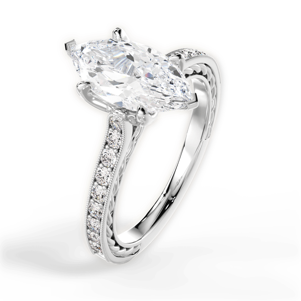Gilda Marquise Cut Lab Grown Diamond Platinum Engagement Ring - View 3