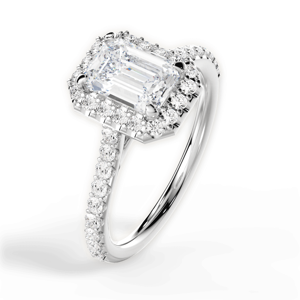 Leah Emerald Cut Lab Grown Diamond 14Kt White Gold Engagement Ring - View 4