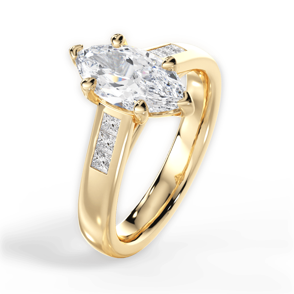 Brittany Marquise Cut Lab Grown Diamond 18Kt Yellow Gold Engagement Ring - View 4
