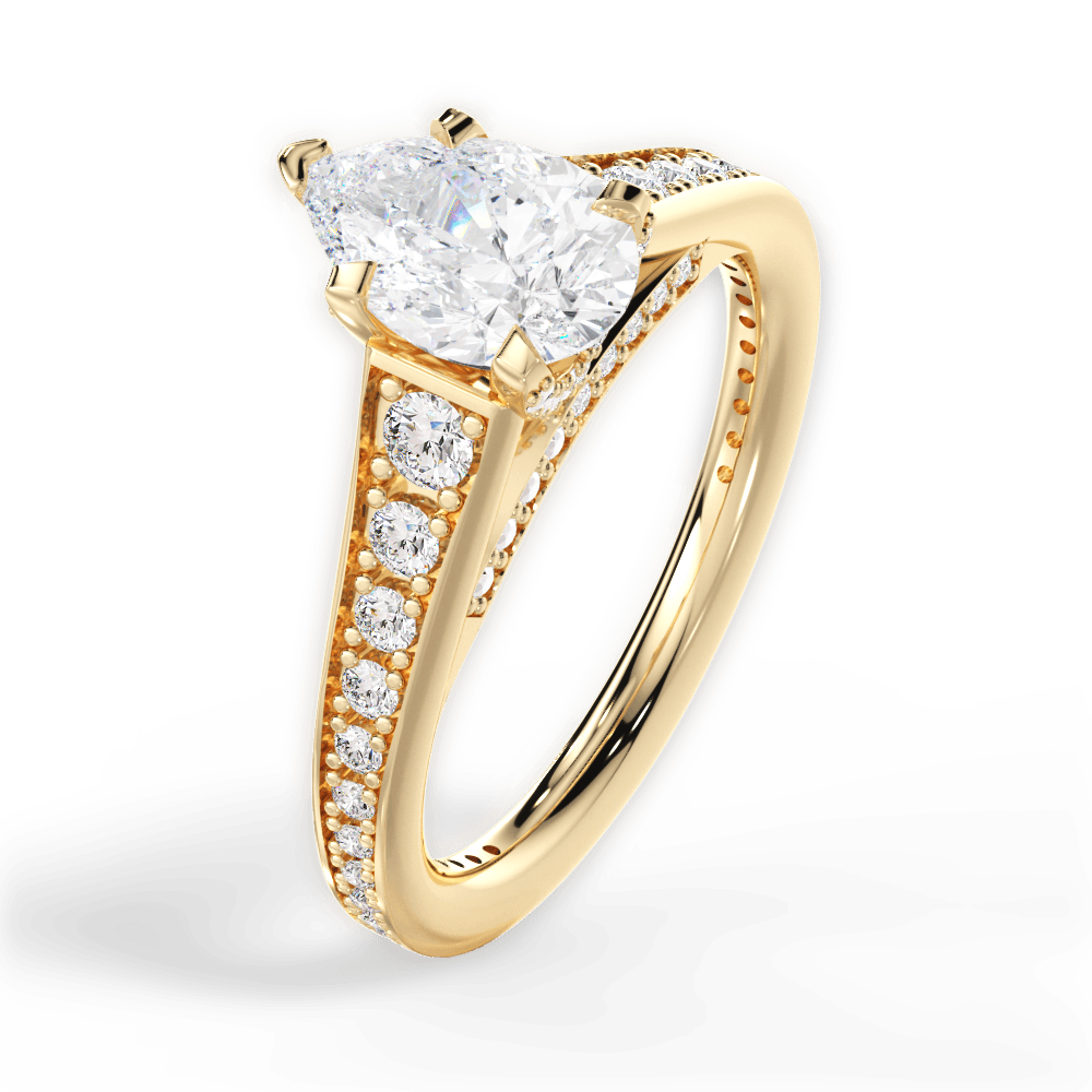 Leslie Pear Cut Lab Grown Diamond 18Kt Yellow Gold Engagement Ring - View 2