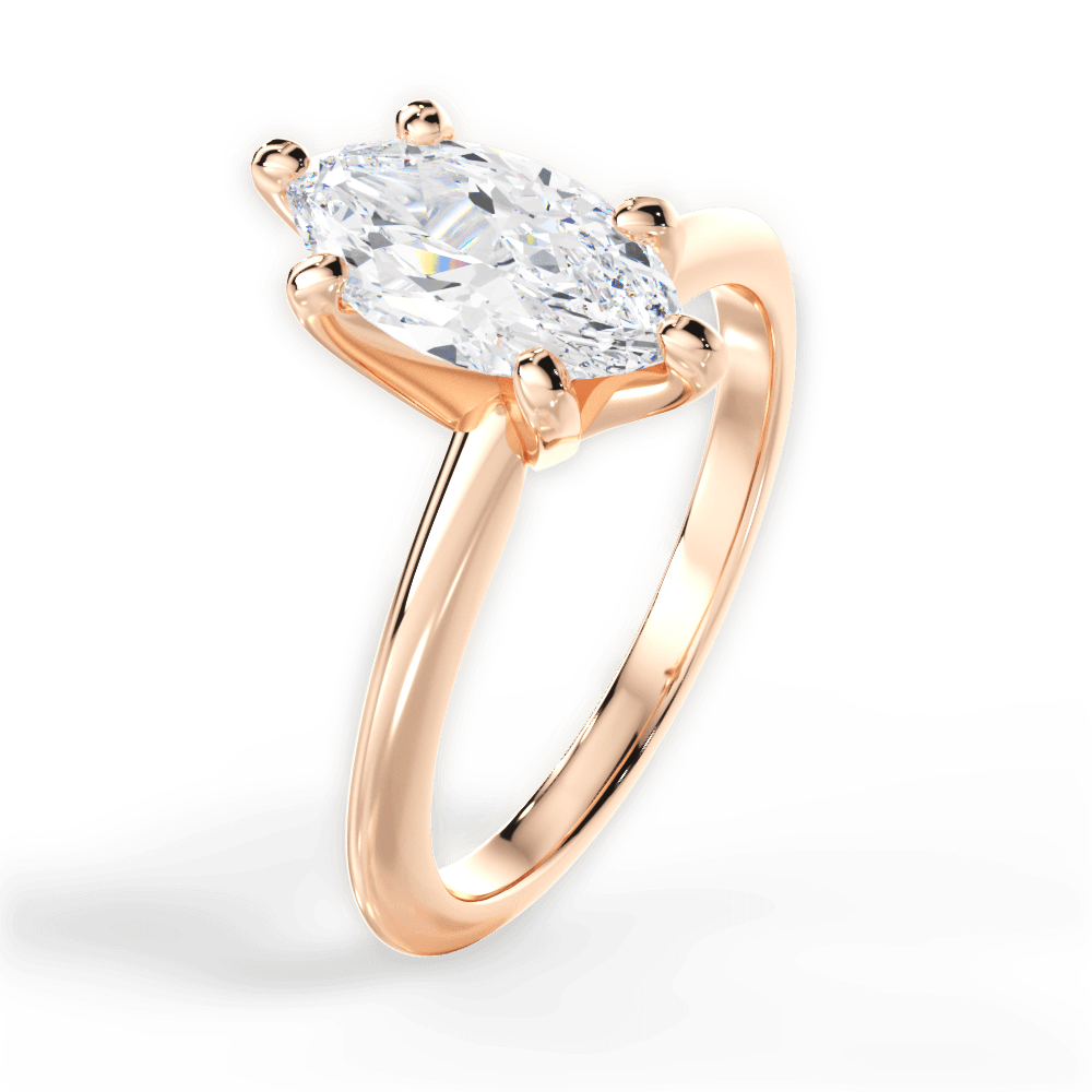 Casey Marquise Cut Lab Grown Diamond 18Kt Rose Gold Engagement Ring - View 3