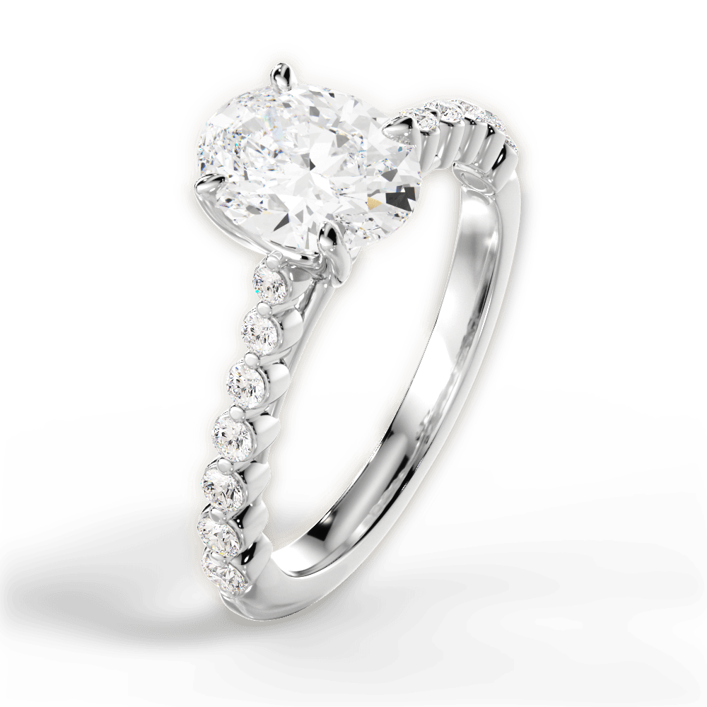 Dana Oval Cut Lab Grown Diamond Platinum Engagement Ring - View 3