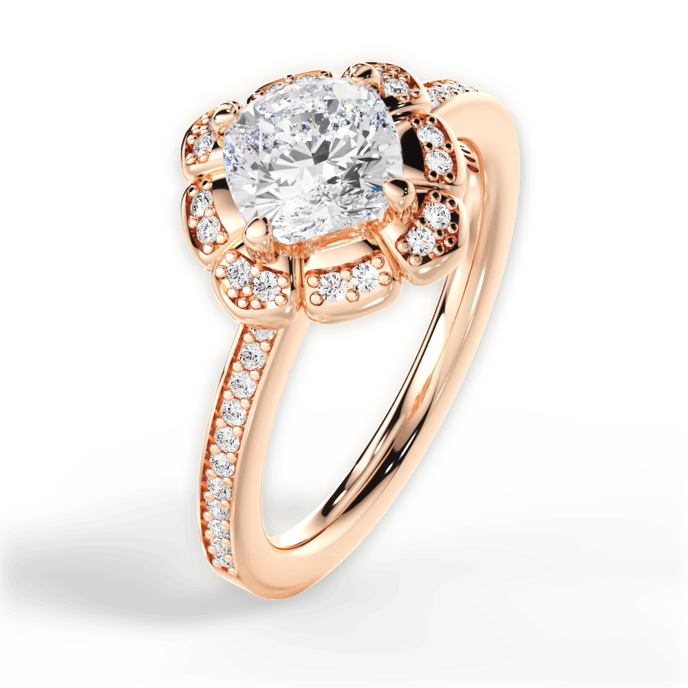 Hayley Cushion Cut Lab Grown Diamond 18Kt Rose Gold Engagement Ring - View 3