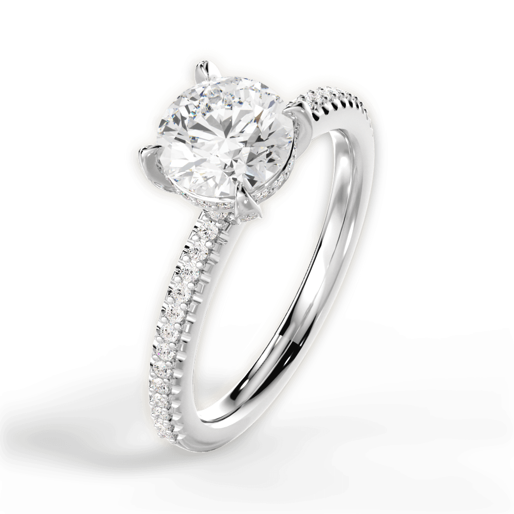 Helen Round Cut Lab Grown Diamond 14Kt White Gold Engagement Ring - View 4