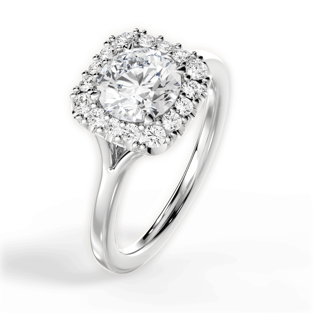 Geneva Round Cut Lab Grown Diamond Platinum Engagement Ring - View 4