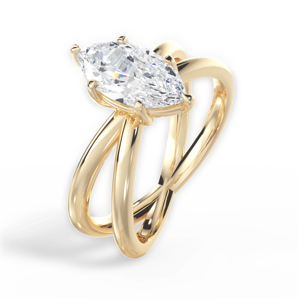 Ada Marquise Cut Lab Grown Diamond 18Kt Yellow Gold Engagement Ring - View 4