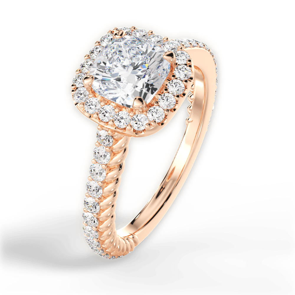 Kim Cushion Cut Lab Grown Diamond 18Kt Rose Gold Engagement Ring - View 2