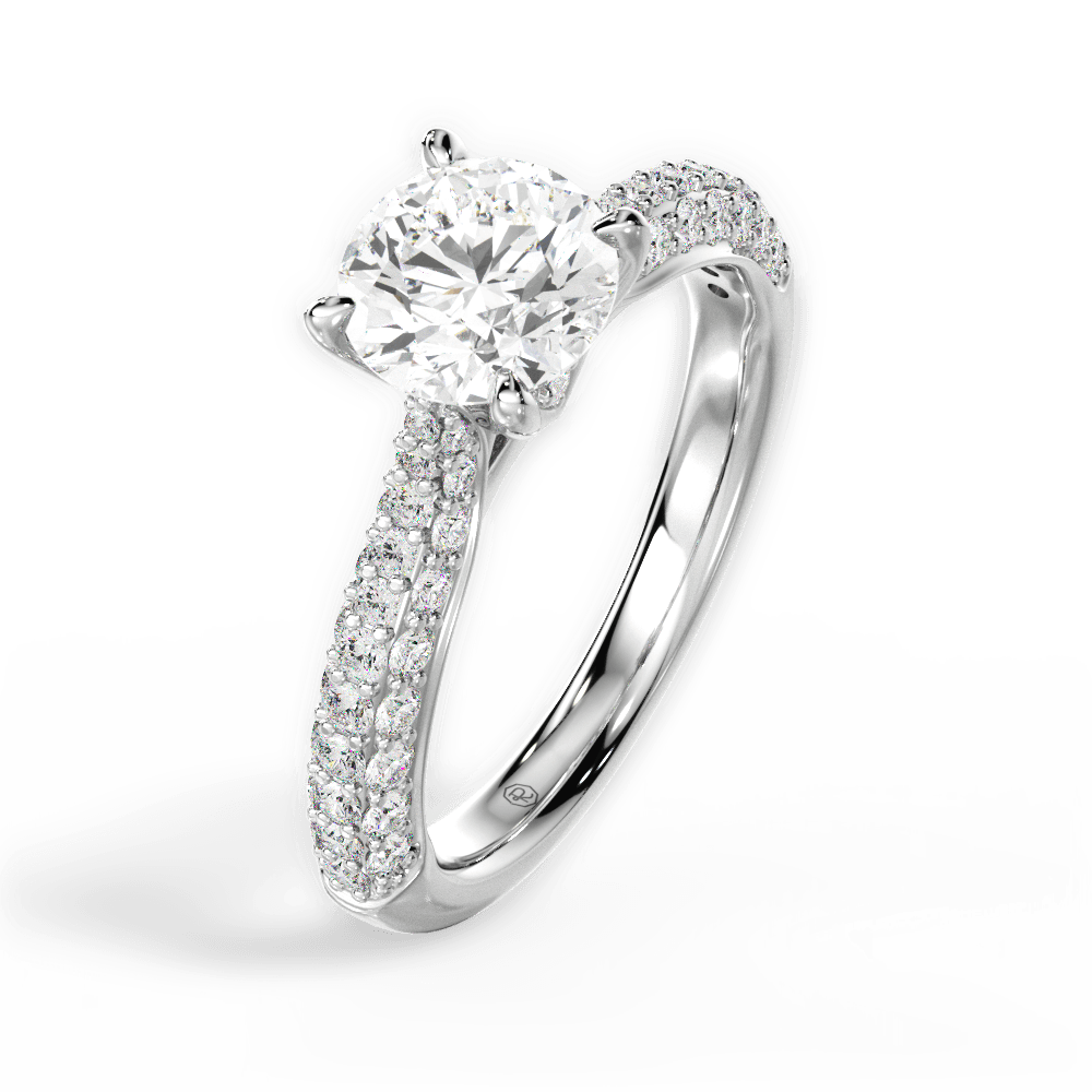 Kira Round Cut Lab Grown Diamond 14Kt White Gold Engagement Ring - View 3