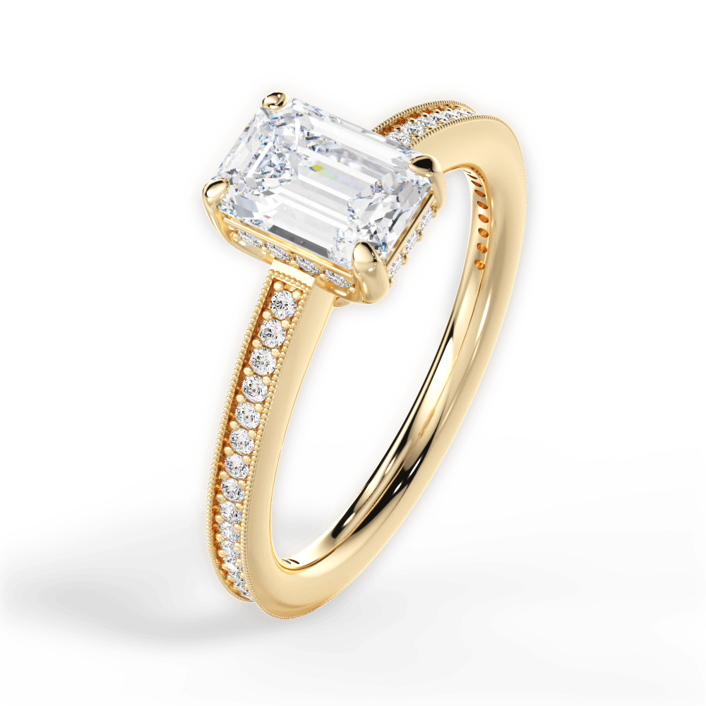 Janet Emerald Cut Lab Grown Diamond 18Kt Yellow Gold Engagement Ring - View 3