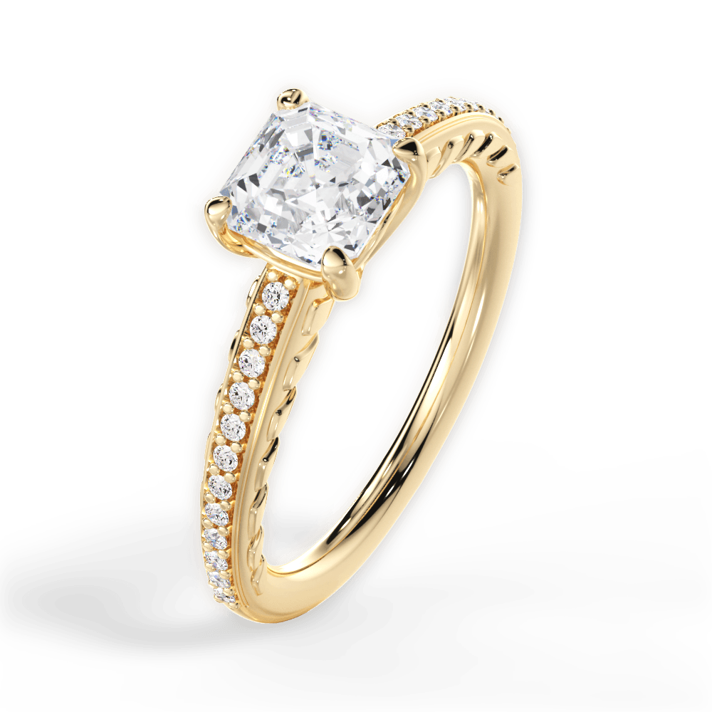 Caroline Asscher Cut Lab Grown Diamond 18Kt Yellow Gold Engagement Ring - View 3