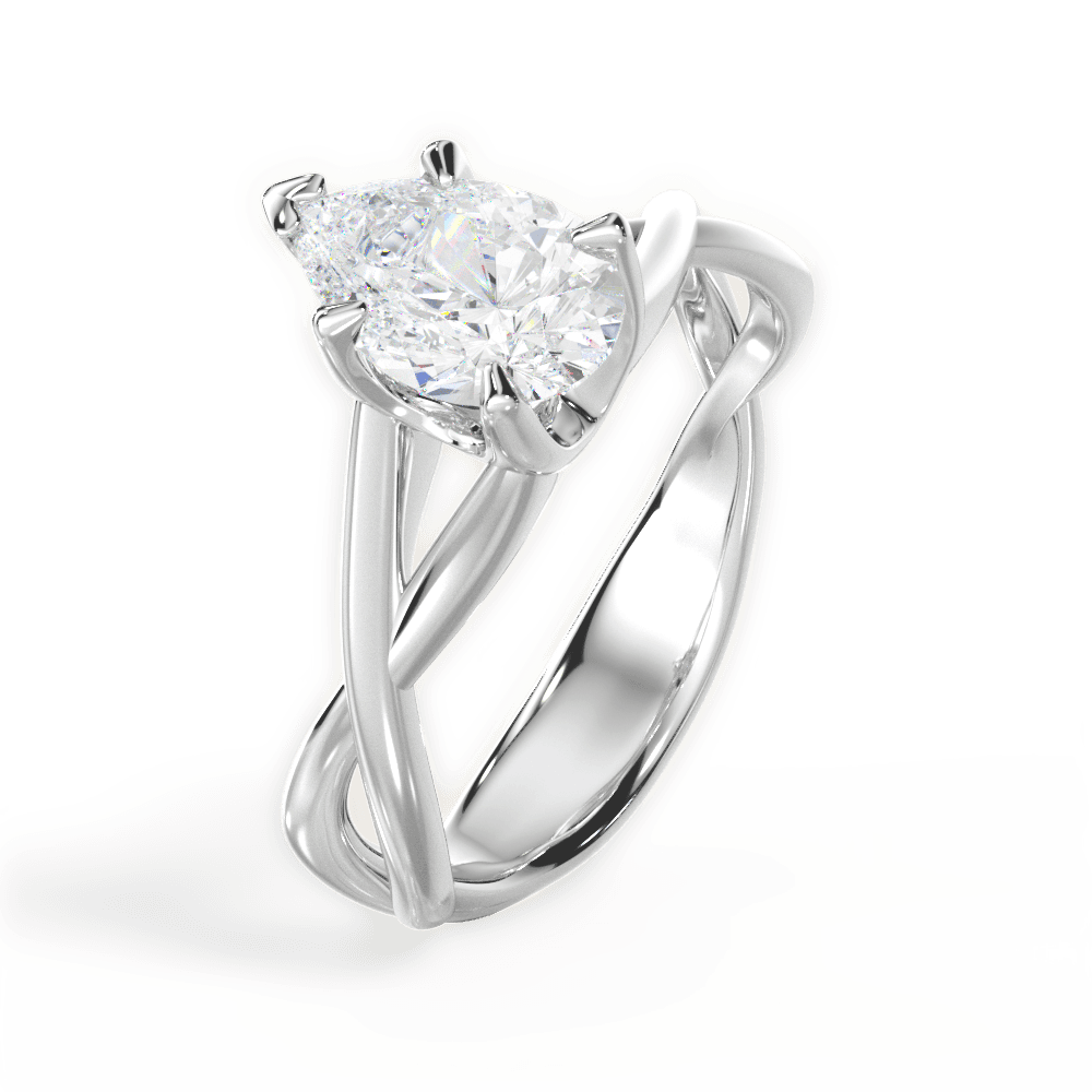 Aubrey Pear Cut Lab Grown Diamond 18Kt White Gold Engagement Ring - View 4