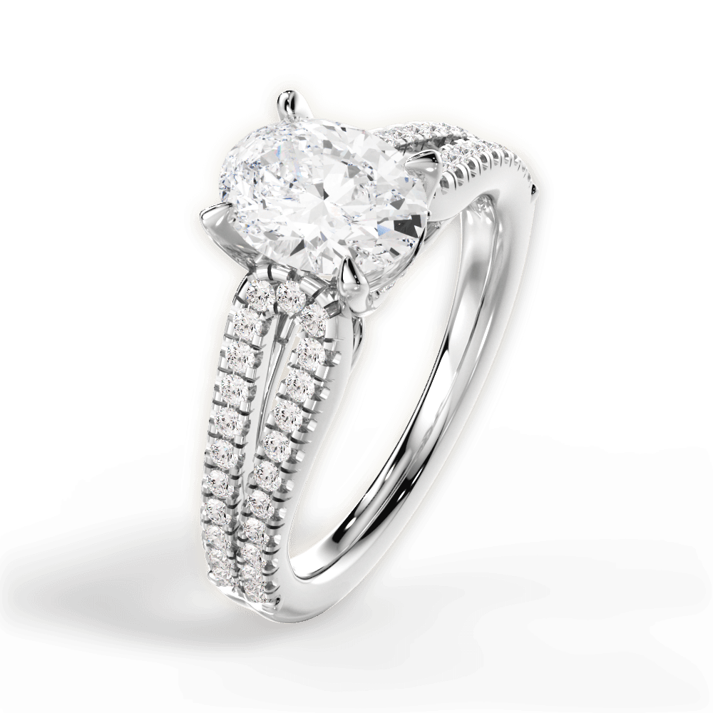 Jessica Oval Cut Lab Grown Diamond Platinum Engagement Ring - View 2