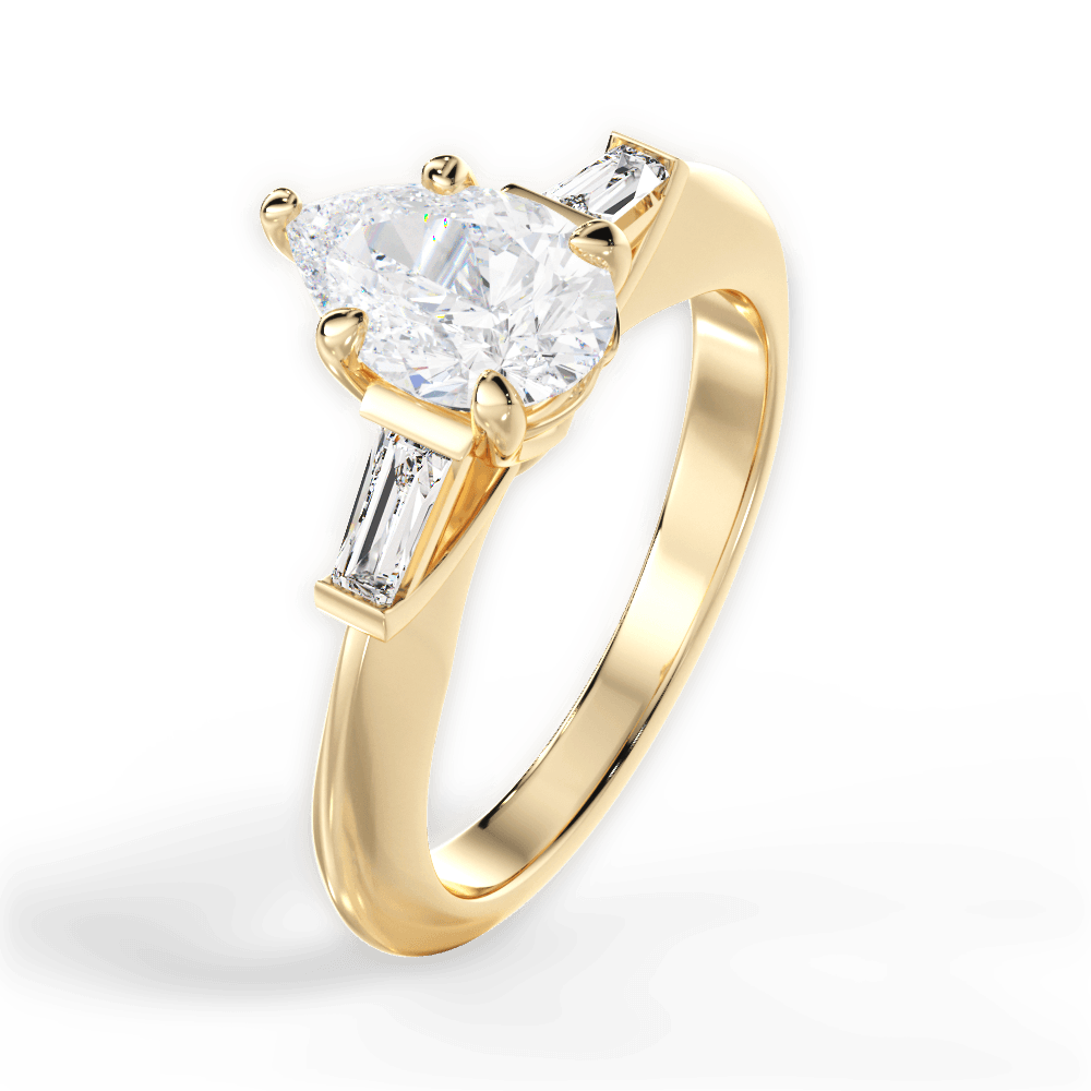 Emily Pear Cut Lab Grown Diamond 18Kt Yellow Gold Engagement Ring - View 2