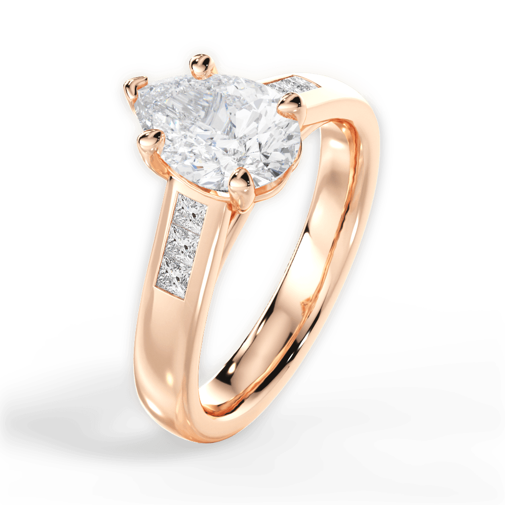 Brittany Pear Cut Lab Grown Diamond 18Kt Rose Gold Engagement Ring - View 2