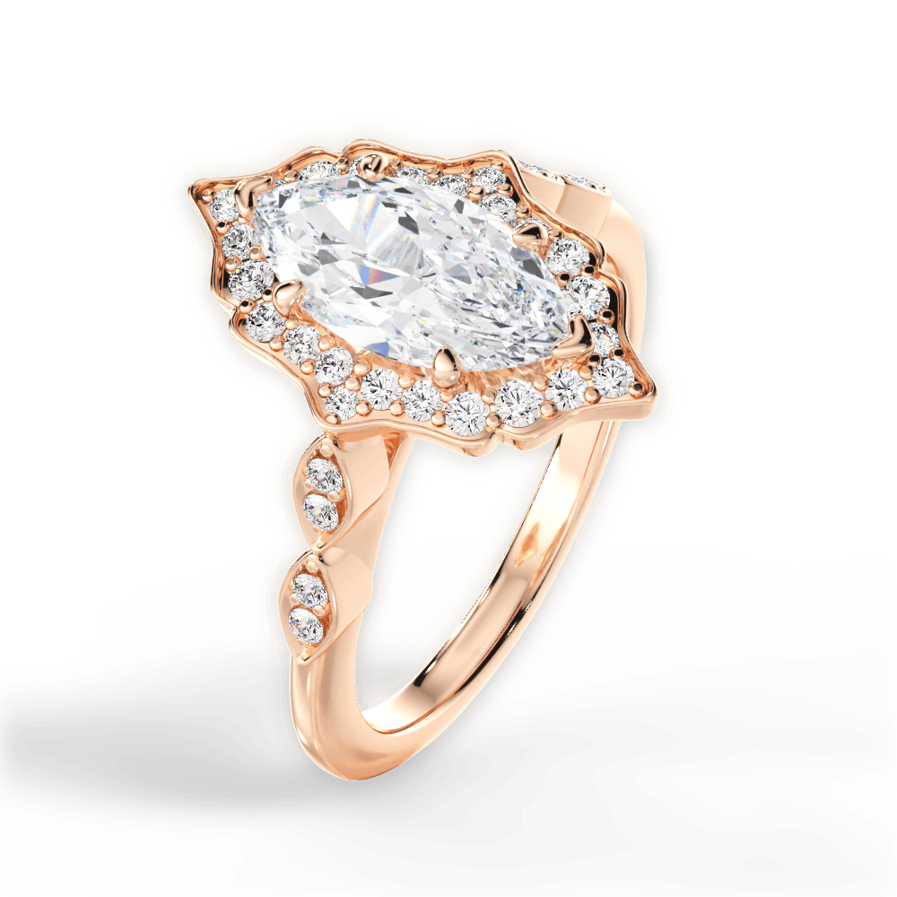 Julie Marquise Cut Lab Grown Diamond 18Kt Rose Gold Engagement Ring - View 4