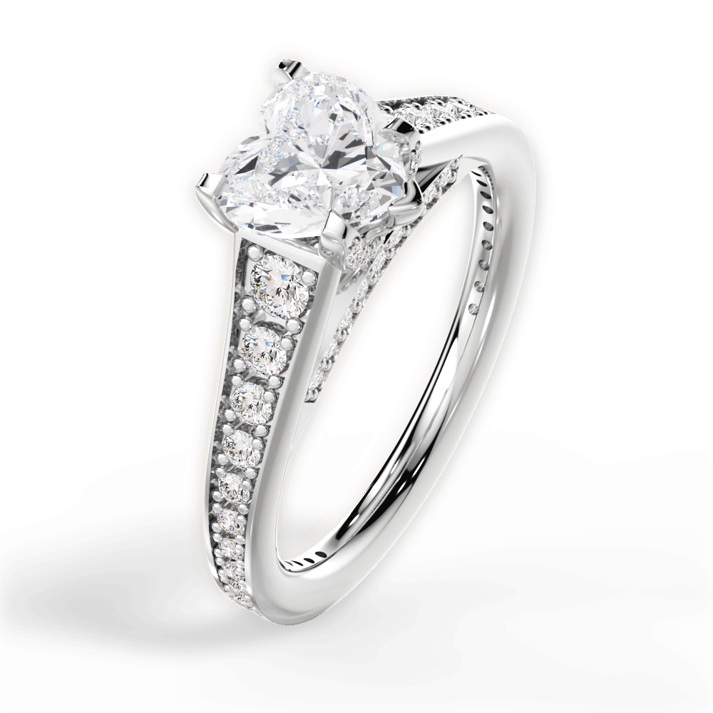 Leslie Heart Cut Lab Grown Diamond 18Kt White Gold Engagement Ring - View 2