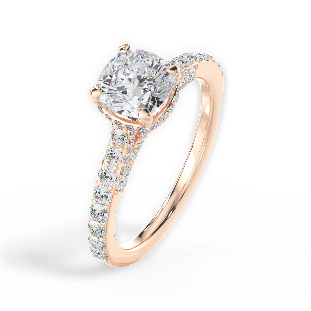 Laura Cushion Cut Lab Grown Diamond 18Kt Rose Gold Engagement Ring - View 2