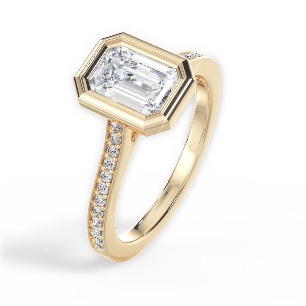 Deanna Emerald Cut Lab Grown Diamond 18Kt Yellow Gold Engagement Ring - View 4