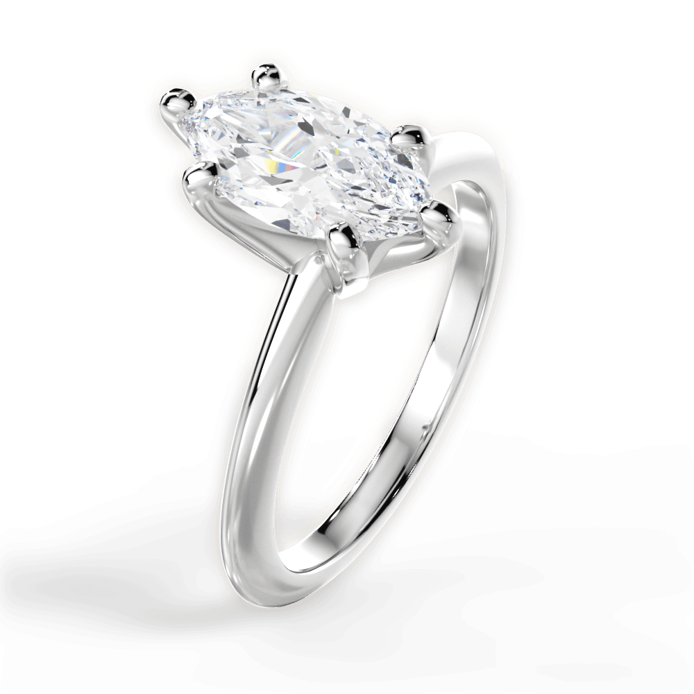 Alicia Marquise Cut Lab Grown Diamond 18Kt White Gold Engagement Ring - View 4