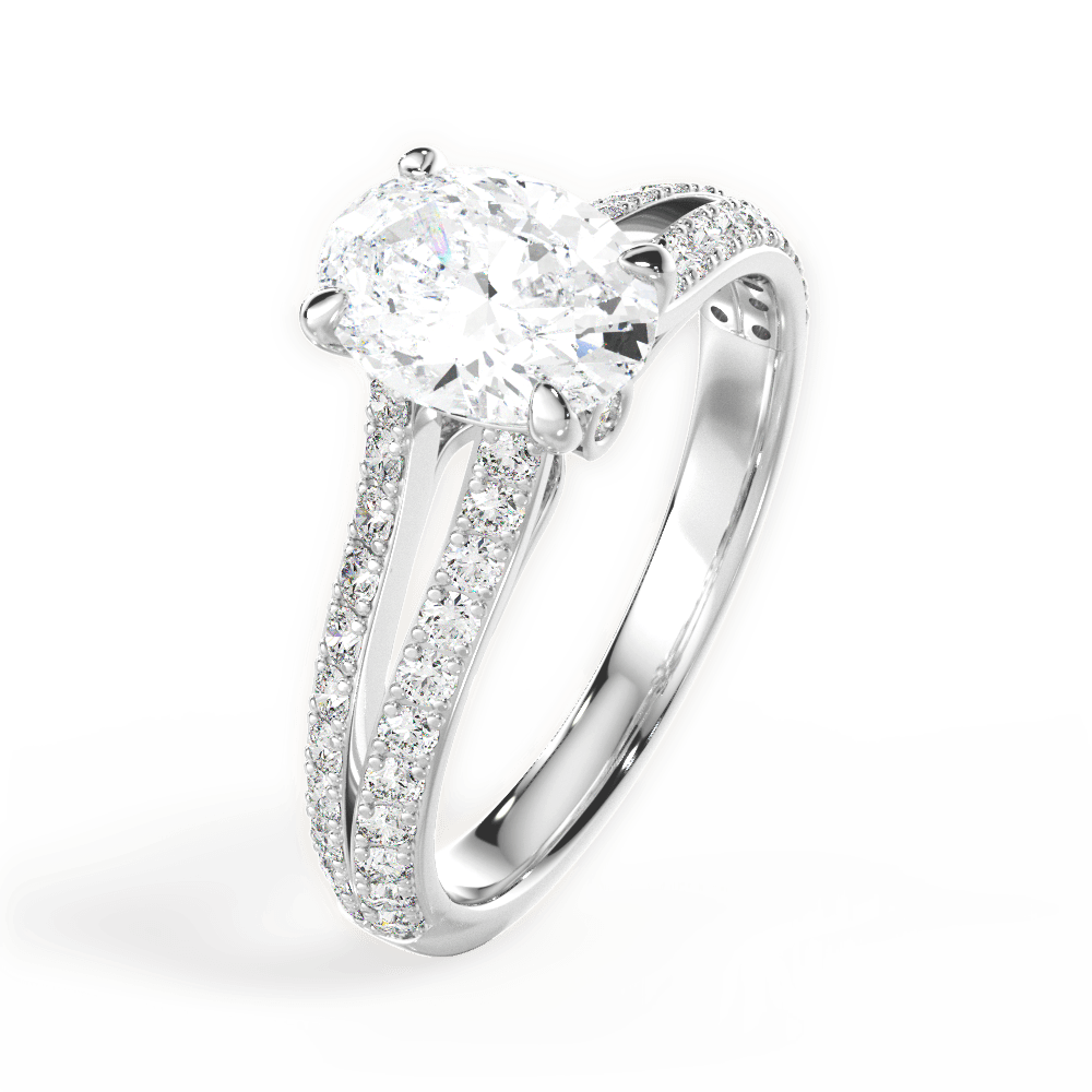 Kendra Oval Cut Lab Grown Diamond 18Kt White Gold Engagement Ring - View 2