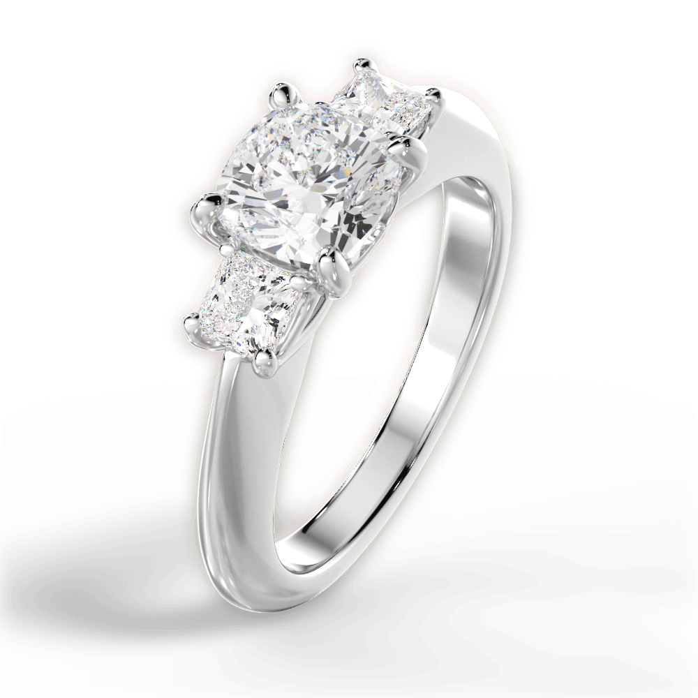 Dorothy Cushion Cut Lab Grown Diamond 14Kt White Gold Engagement Ring - View 2