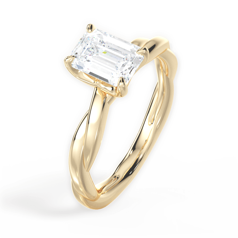 Bianca Emerald Cut Lab Grown Diamond 18Kt Yellow Gold Engagement Ring - View 4