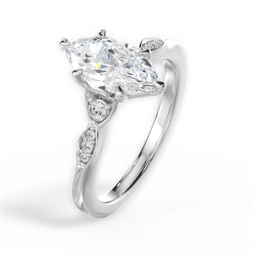 Cassie Marquise Cut Lab Grown Diamond 18Kt White Gold Engagement Ring - View 4